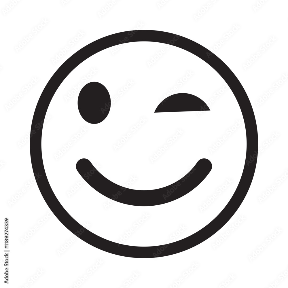 Emoticon Wink Smiley emoji for social media illustration on white backgroun eps10 Emoticon Wink Smiley emoji for social media illustration on white backgroun eps10