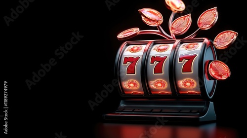 Spin to win exciting slot machine game in a casino digital art nighttime vibrant atmosphere photo