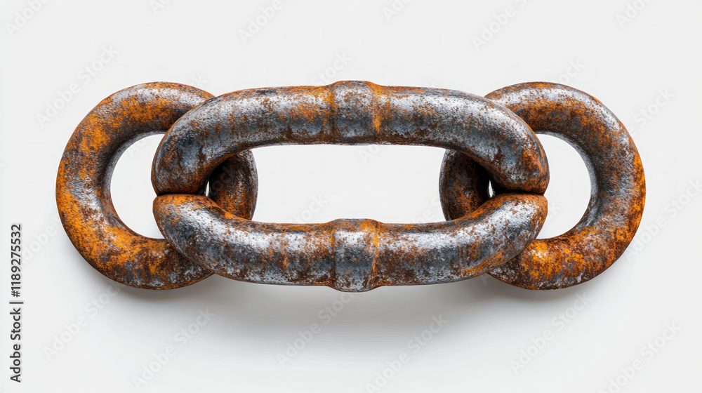 Rusted chain links on white, connection concept Rusted chain links on white, connection concept
