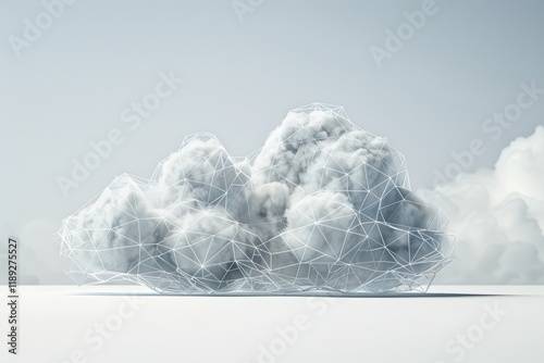 Geometric cloud structure digital art abstract design minimalist environment aerial perspective modern concept photo