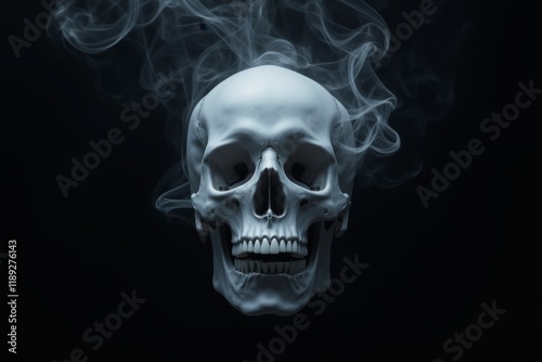 Eerie Smoke Skull in Darkness