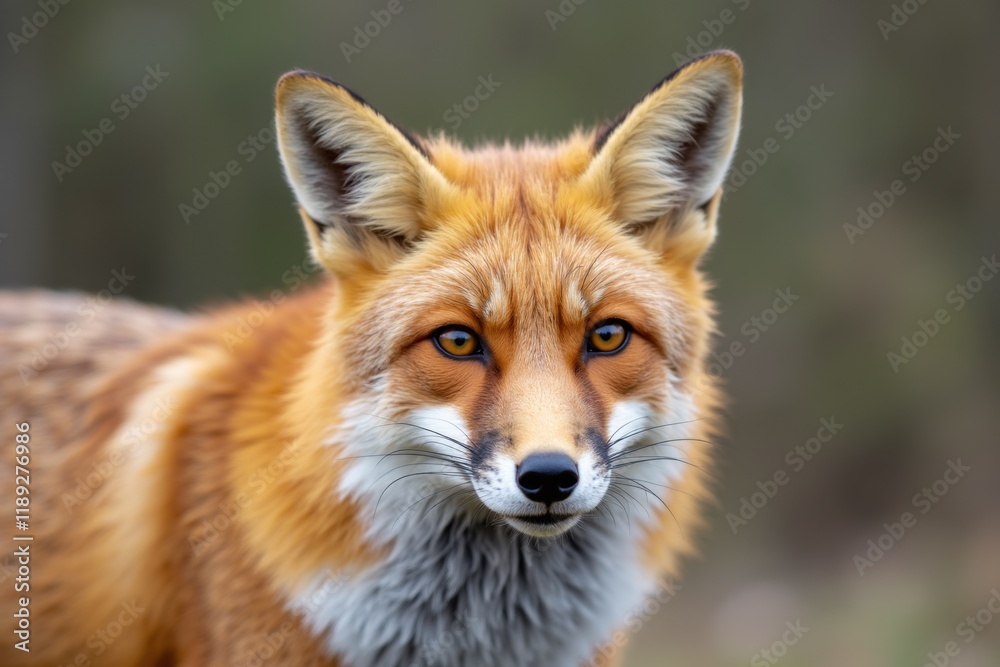 Fototapeta premium Vibrant Fox Gaze in a Blurred Natural Setting