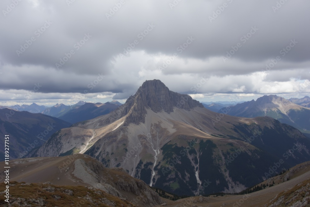 Majestic Mountain Range with Dramatic Cloud Shadows Majestic Mountain Range with Dramatic Cloud Shadows