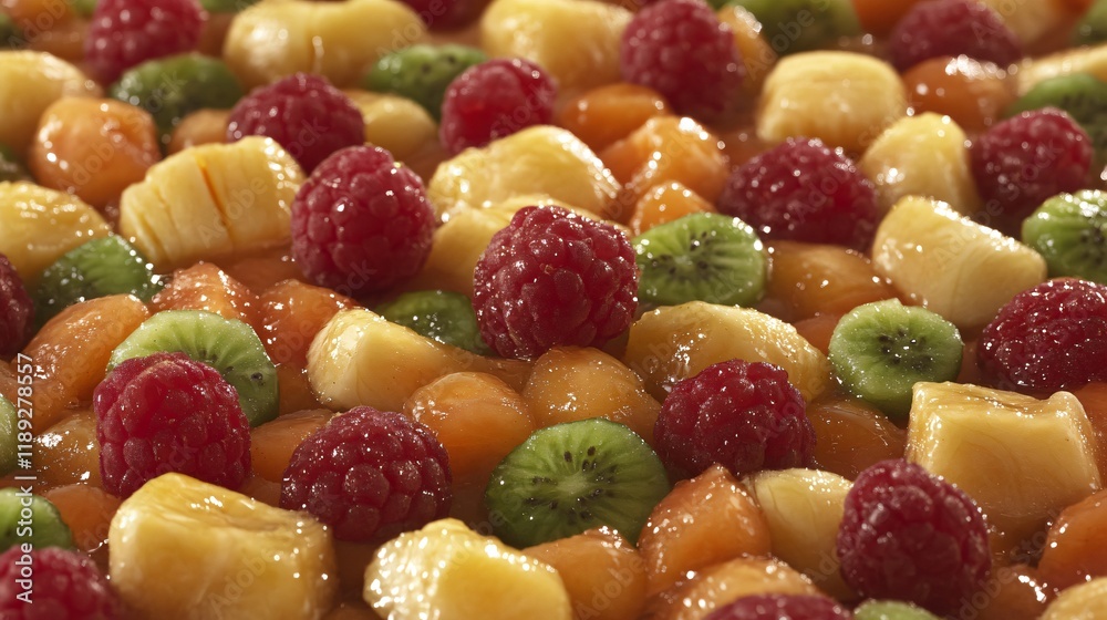 Delicious Tropical Fruit Salad with Raspberries and Kiwi Delicious Tropical Fruit Salad with Raspberries and Kiwi