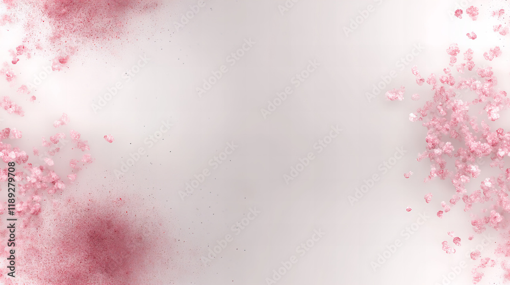 Obraz premium Beautiful pink flower petals scattered against a soft white background for creative projects