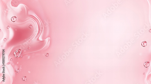 Soft pink liquid swirls with bubbles creating an abstract background