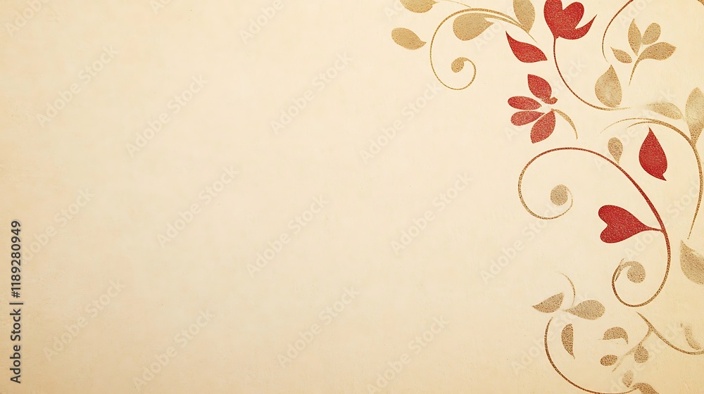 Elegant Floral Design on Beige Paper Background Elegant Floral Design on Beige Paper Background