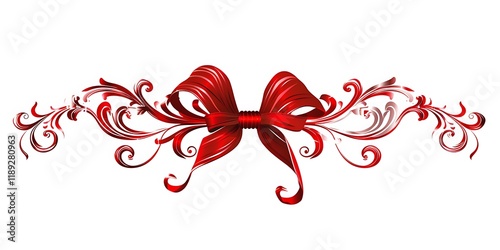 A red ribbon with curls, isolated on a white background, perfect for adding a decorative touch to gifts or festive designs.