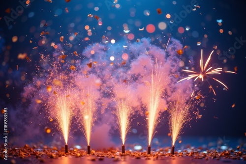 Colorful Fireworks Illuminate a Joyful Night Celebration
