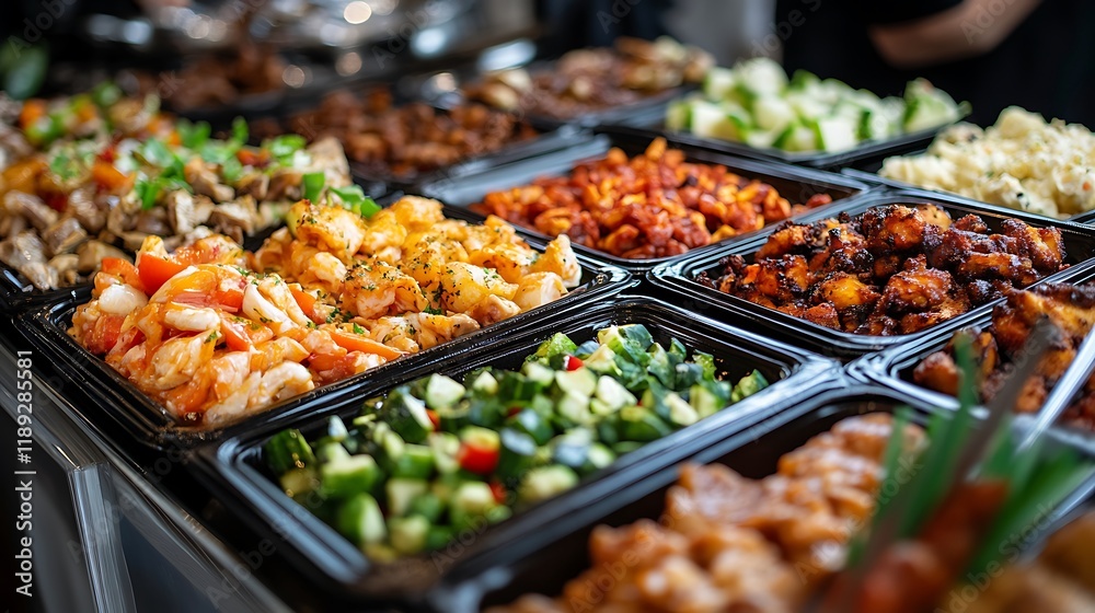 A variety of food items are displayed in an appetizing way A variety of food items are displayed in an appetizing way