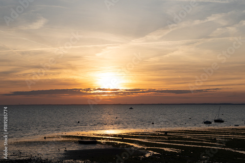 Lever de soleil sur Saint-Martin de Ré, ile de Ré en France, Europe photo