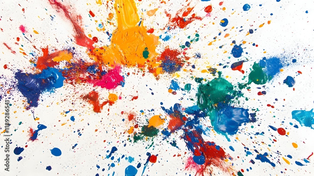 Fototapeta premium Vibrant Colorful Paint Splash Explosion on White Background