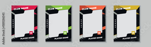 trading card template design for sports, picture frame for player performance, photo frame or border collection for hockey, basketball and football player, sports flyer design, template eps 10.	