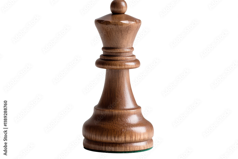 Wooden queen chess piece standing on transparent background Wooden queen chess piece standing on transparent background