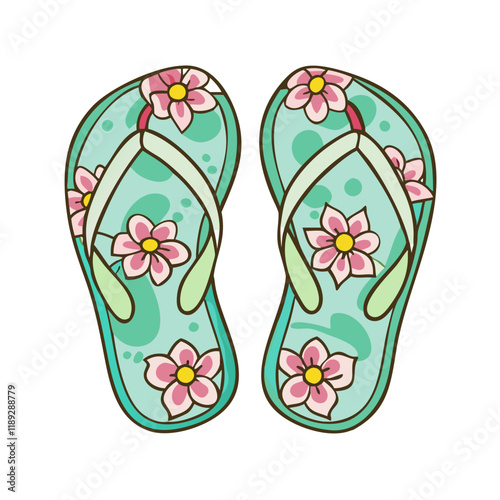 flip flops with seashells icon, flip flops with seashells vector