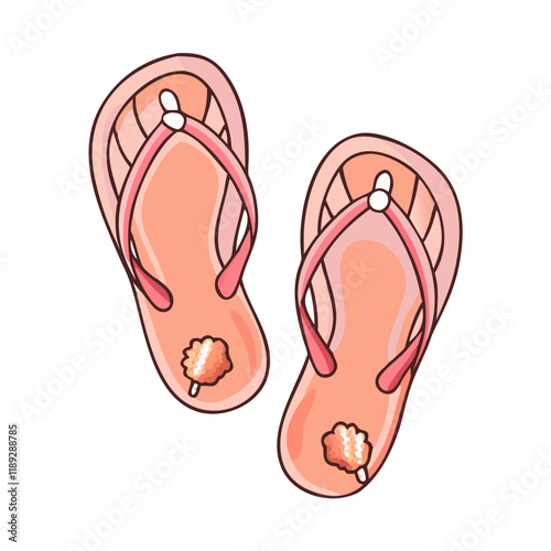 flip flops with seashells icon, flip flops with seashells vector