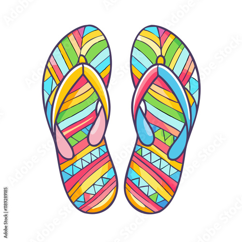colorful flip flop pattern icon, colorful flip flop pattern vector,