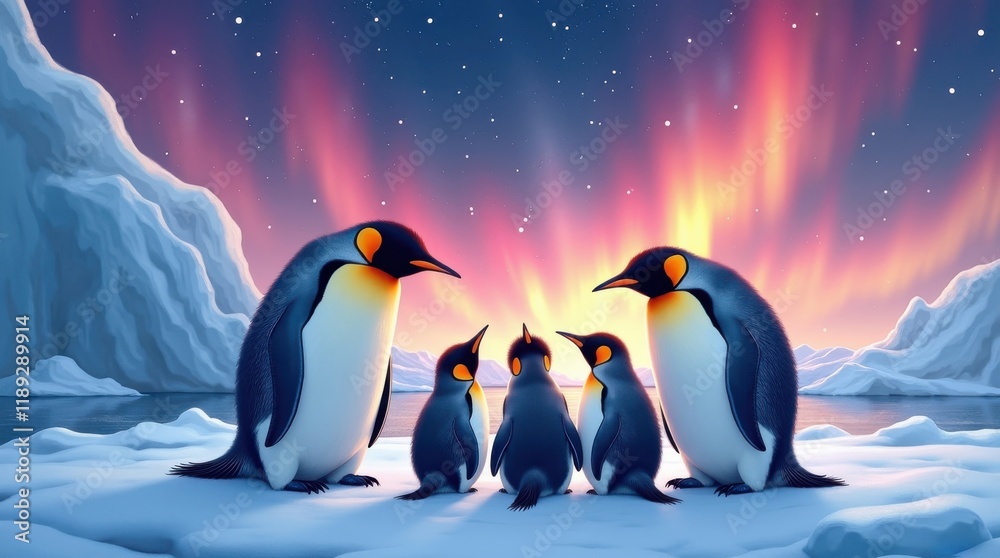 Fototapeta premium Penguin day celebration antarctic landscape wildlife event enchanting environment vibrant viewpoint