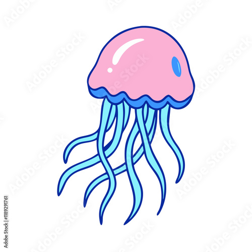 jellyfish vector icon, jellyfish vector illustration - simple illustration of jellyfish, perfect for logos,and jellyfish -themed designs. photo