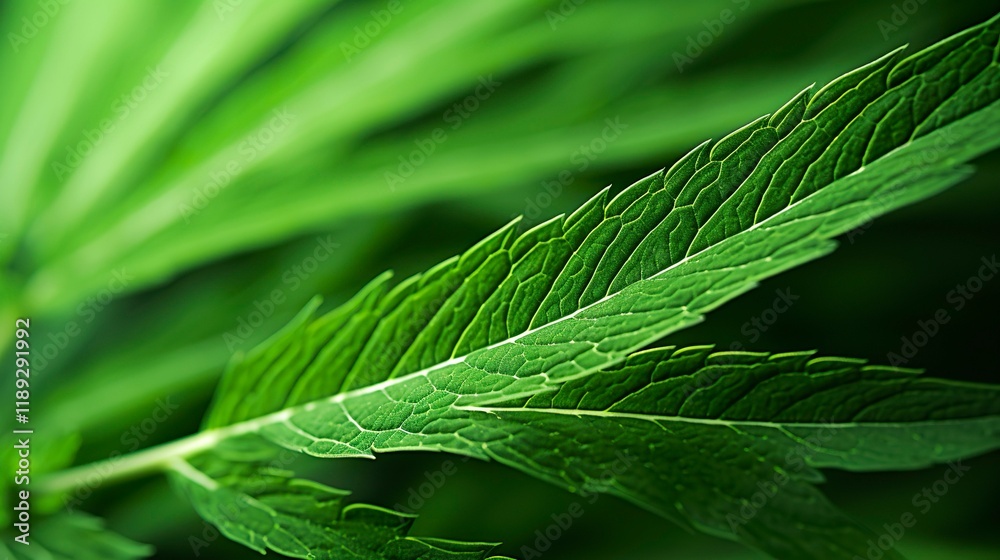 A photo of a close-up of a hemp leaf A photo of a close-up of a hemp leaf