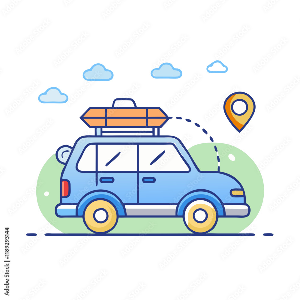 Fototapeta premium road trip car vector icon, road trip car vector illustration - simple illustration of road trip car, perfect for logos,and road trip car -themed designs.