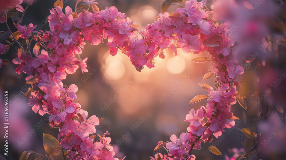Heart shaped arch of flowers, romantic setting for valentine's day theme Heart shaped arch of flowers, romantic setting for valentine's day theme