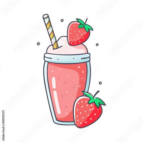 strawberry smoothie vector icon, strawberry smoothie vector illustration - simple illustration of strawberry smoothie, perfect for logos,and strawberry smoothie -themed designs. photo