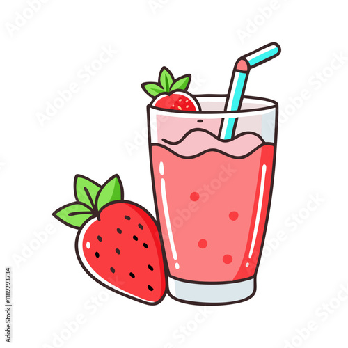 strawberry smoothie vector icon, strawberry smoothie vector illustration - simple illustration of strawberry smoothie, perfect for logos,and strawberry smoothie -themed designs. photo