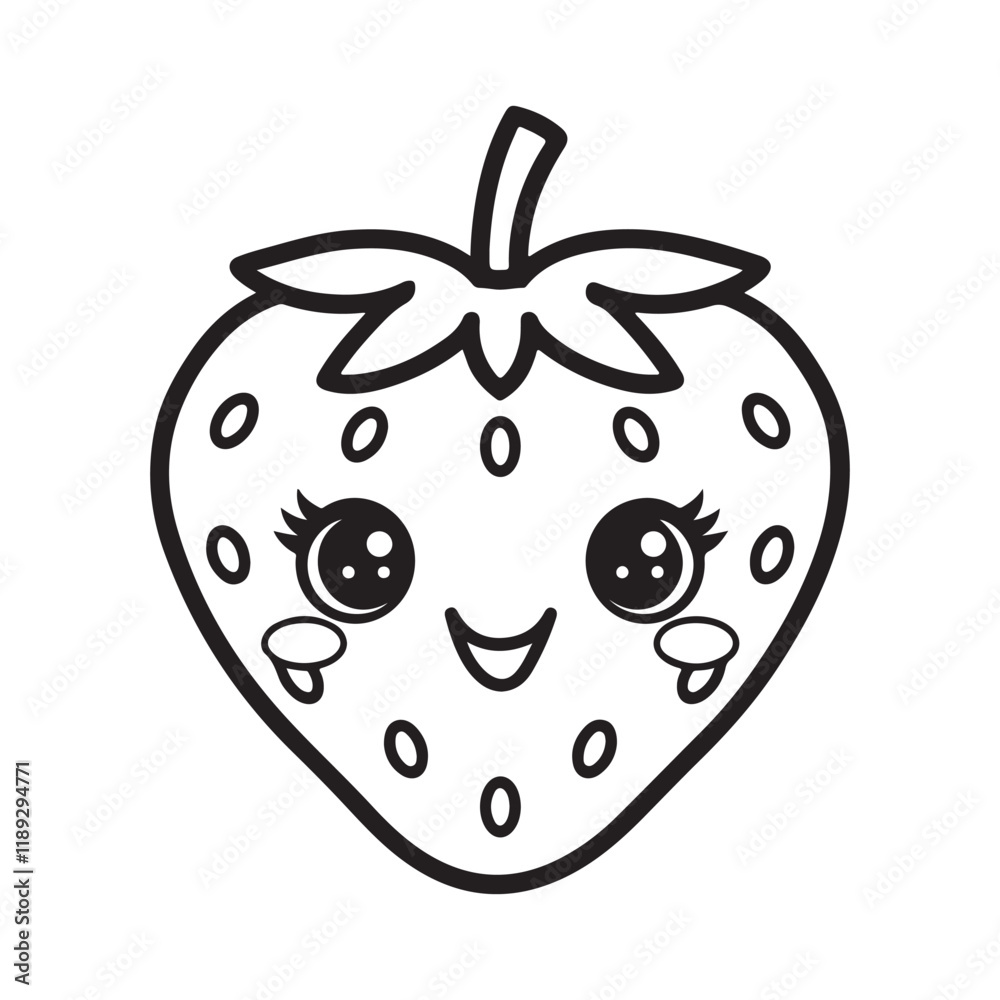 Fototapeta premium kawaii food Coloring page, Bold and easy Coloring Page, kawaii coloring page, Kawaii Drink Coloring Page, cute kawaii food and drink Coloring Page, line art, black and white image