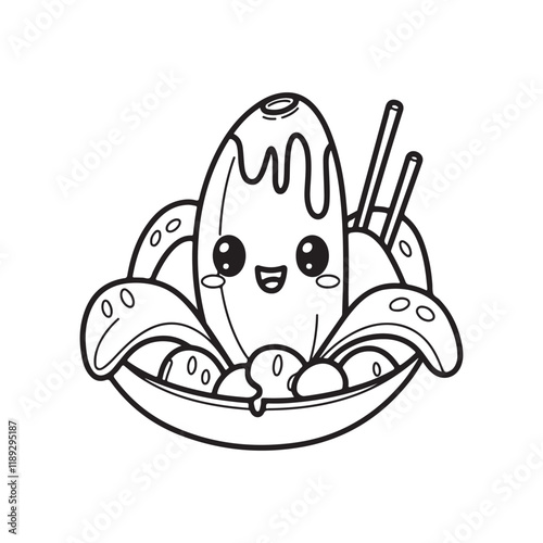 kawaii food Coloring page, Bold and easy Coloring Page, kawaii coloring page, Kawaii Drink Coloring Page, cute kawaii food and drink Coloring Page, line art, black and white image