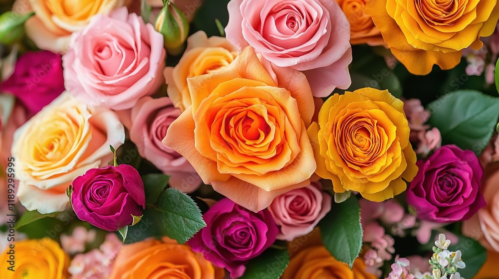 Vibrant Summer Roses in Full Bloom Surrounded by Colorful Flowers Vibrant Summer Roses in Full Bloom Surrounded by Colorful Flowers