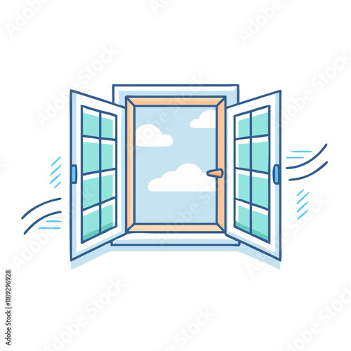 open window for fresh air icon,
