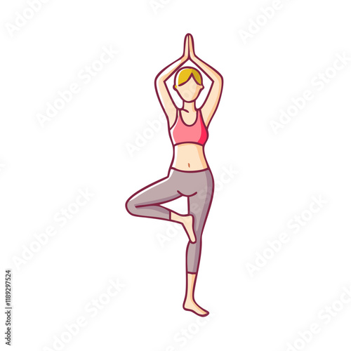 tree pose vrikshasana vector icon, tree pose vrikshasana vector illustration - simple illustration of tree pose vrikshasana, perfect for logos,and tree pose vrikshasana -themed designs.