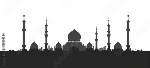a silhouette of a mosque isolated on a transparent background