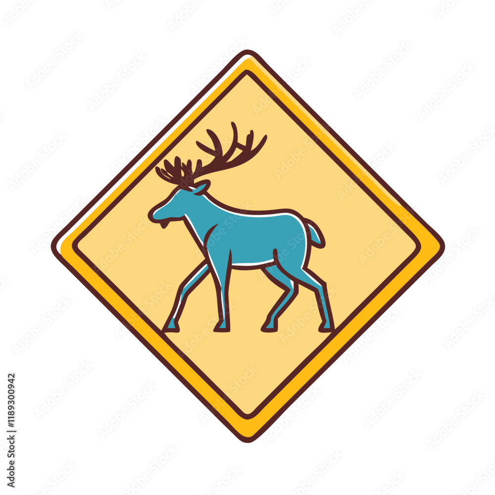 moose crossing sign vector icon, moose crossing sign vector illustration - simple illustration of moose crossing sign, perfect for logos, and moose crossing sign -themed designs.