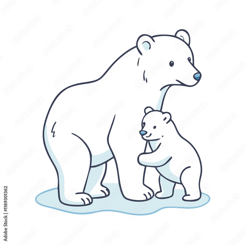 Fototapeta premium polar bear with cub vector icon, polar bear with cub vector illustration - simple illustration of polar bear with cub, perfect for logos, and polar bear with cub -themed designs.