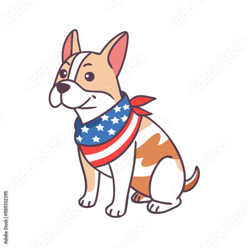 dog wearing flag bandana vector icon, dog wearing flag bandana vector illustration - simple illustration of dog wearing flag bandana, perfect for logos, and dog wearing flag bandana -themed designs.
