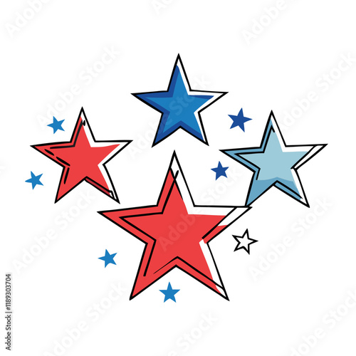 red white and blue stars vector icon, red white and blue stars vector illustration - simple illustration of red white and blue stars, perfect for logos, and red white and blue stars -themed designs.