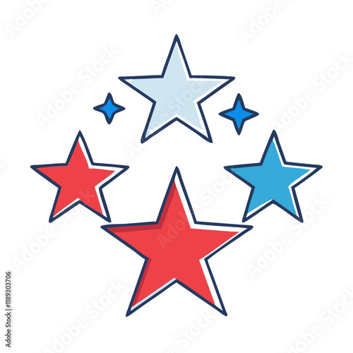 red white and blue stars vector icon, red white and blue stars vector illustration - simple illustration of red white and blue stars, perfect for logos, and red white and blue stars-themed designs.