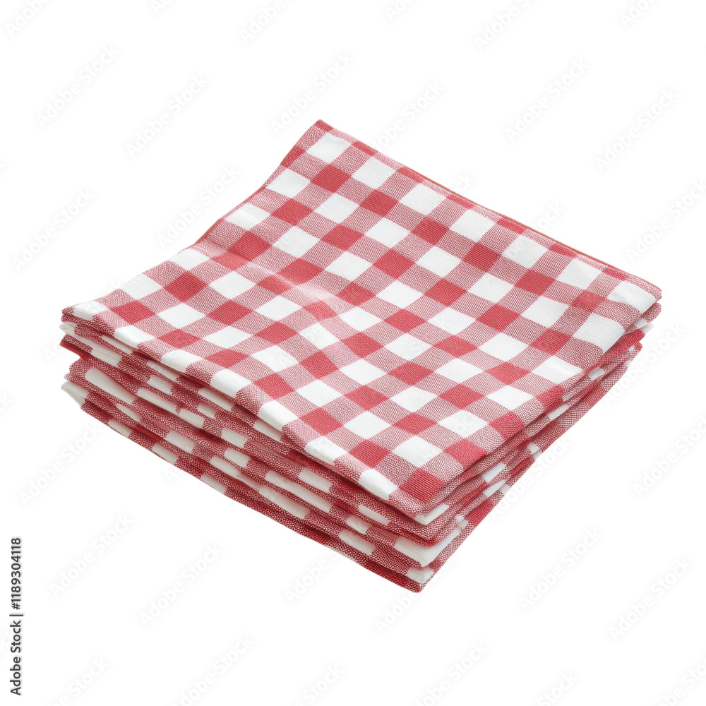 Stack of Red and White Gingham Napkins: A Rustic Kitchen Essential Stack of Red and White Gingham Napkins: A Rustic Kitchen Essential