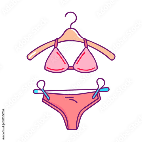 bikini on a hanger vector icon, bikini on a hanger vector illustration - simple illustration of bikini on a hanger, perfect for logos, and bikini on a hanger -themed designs.