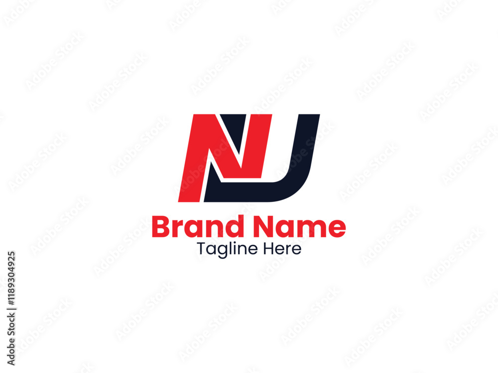 NJ vector logo template with red and black color. NJ logo design monogram. JN logo, JN letter NJ vector logo template with red and black color. NJ logo design monogram. JN logo, JN letter