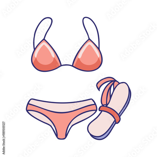 sandals and bikini set vector icon, sandals and bikini set vector illustration - simple illustration of sandals and bikini set, perfect for logos, and sandals and bikini set -themed designs.