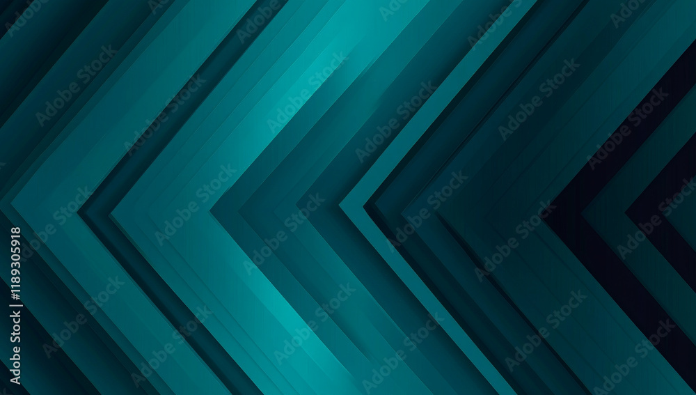 Obraz premium Dynamic Abstract Teal Chevron Pattern with Depth and Movement for Modern Digital Art and Creative Projects