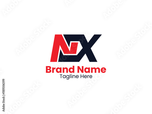 Creative NX vector logo template with red and black color. 