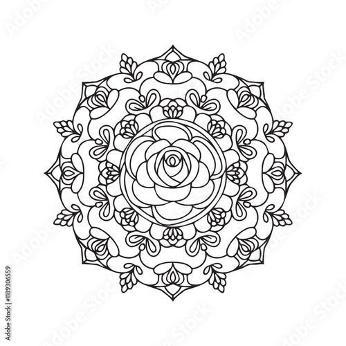 Valentine Rose Mandala Embroidery Design – Romantic & Elegant photo