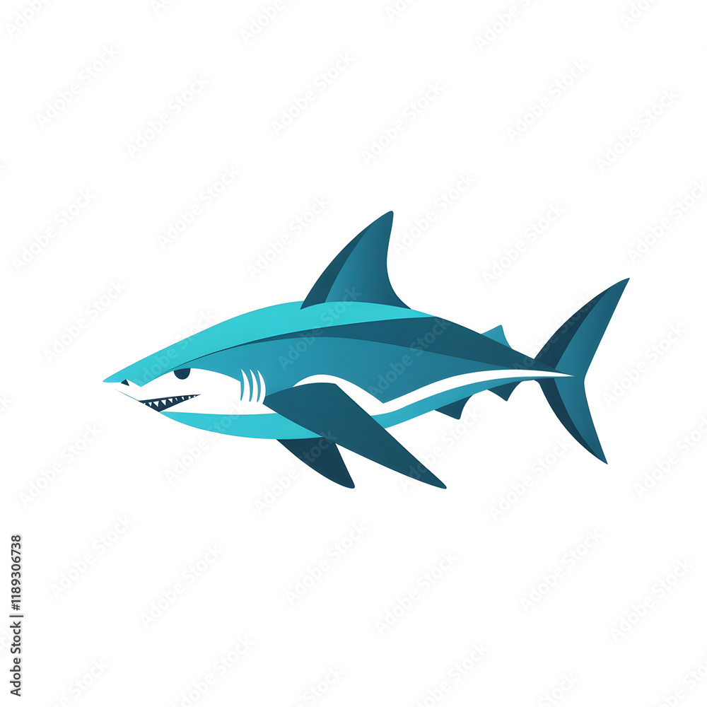 Fototapeta premium Minimalistic Shark Logo with Streamlined Dorsal Fin and Angular Silhouette