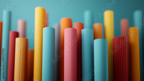Colorful paper tubes arranged in artistic display