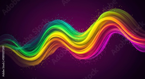Rainbow Swirl Abstract: A vibrant and dynamic abstract background featuring a flowing, swirling wave of vibrant rainbow hues against a deep purple backdrop. The swirling colors evoke energy, movement.