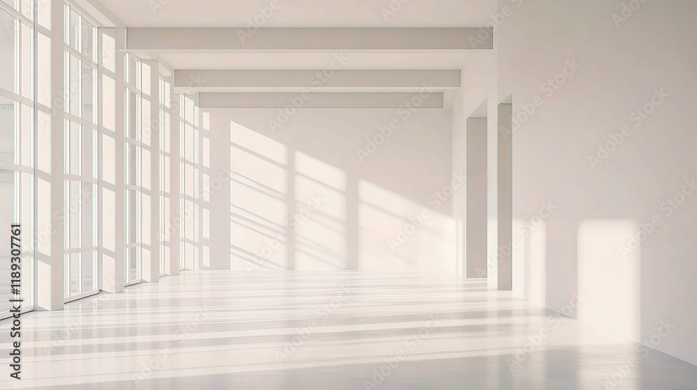 Fototapeta premium Bright and Open White Office Interior with Natural Light